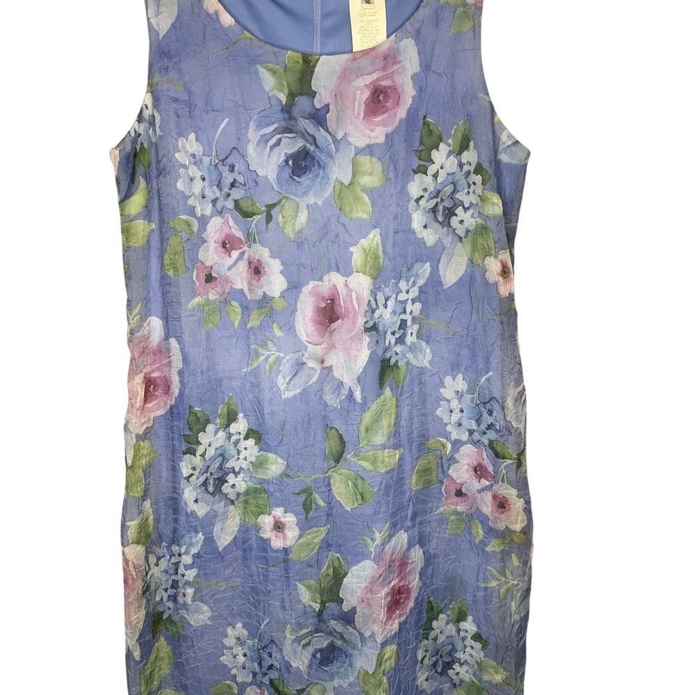 Y2K‎ Womens Floral Slip Dress Blue Purple Sleeveless 16